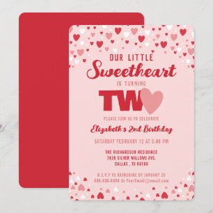 Invitation Little Sweetheart à deux ans fête d'anniversaire