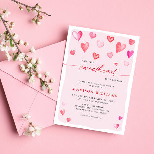 Invitation Little Sweetheart Baby Shower Cœurs 