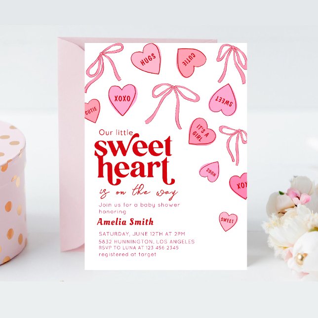 Invitation Little Sweetheart Candy Hearts Baby shower (Créateur téléchargé)