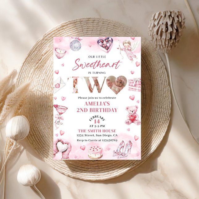 Invitation Little Sweetheart Valentine 2e anniversaire Photo (Créateur téléchargé)