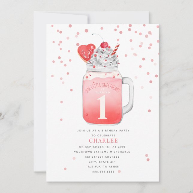 Invitation Little Sweetheart Valentine Premier anniversaire (Devant)