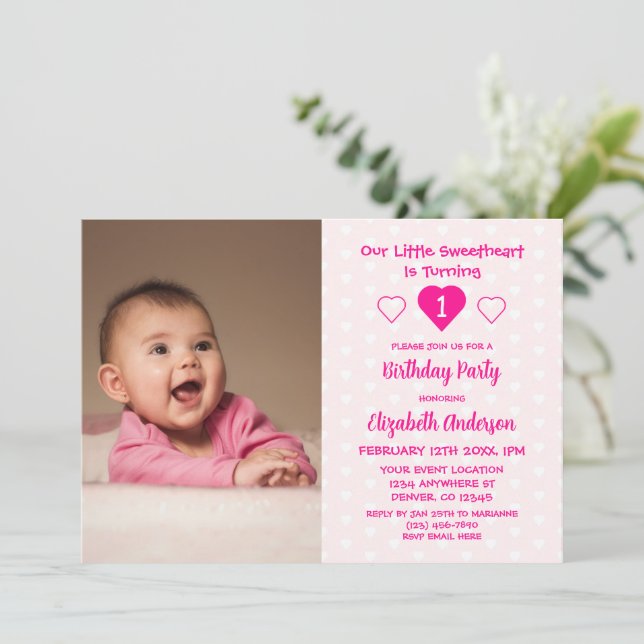 Invitation Little Sweethee 1er anniversaire (Debout devant)