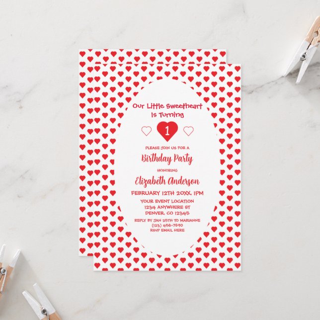Invitation Little Sweethee 1er anniversaire (Devant/Arrière en situation)