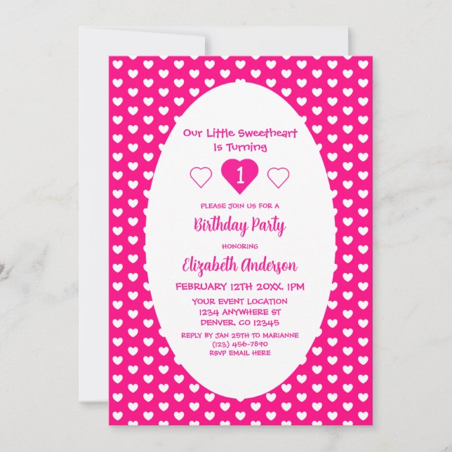Invitation Little Sweethee 1er anniversaire (Devant)