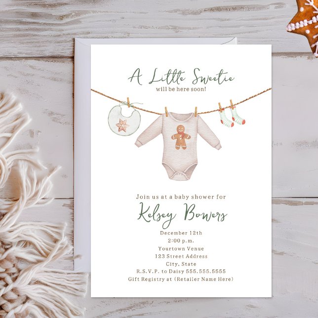 Invitation Little Sweetie pain d'épices biscuit Neutral bébé (Créateur téléchargé)