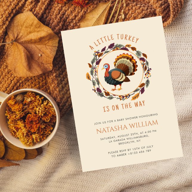 Invitation Little Turkey Thanksgiving Fall Baby shower (Créateur téléchargé)