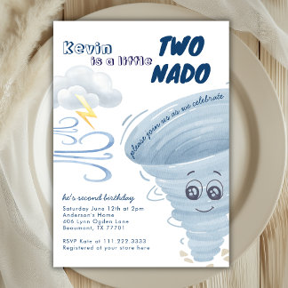 Invitation Little Two Nado Cute Tornado 2nd Boy Birthday 