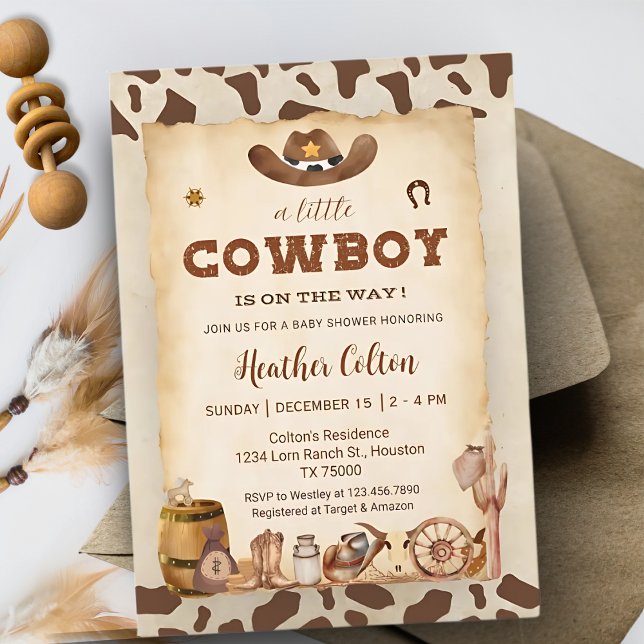 Invitation Little Western Cowboy Baby shower (Créateur téléchargé)
