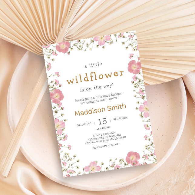 Invitation Little Wildflower  Boho Baby Shower (Little Wildflower Baby Shower Invitation)