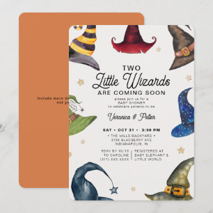 Invitation Little Wizards Twin Boy Halloween Baby shower