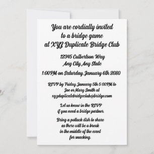 Invitation Live Long and Be Happy Play Bridge Four Card Suits