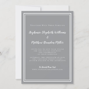 Invitation Livestream Mariage gris et blanc minimaliste