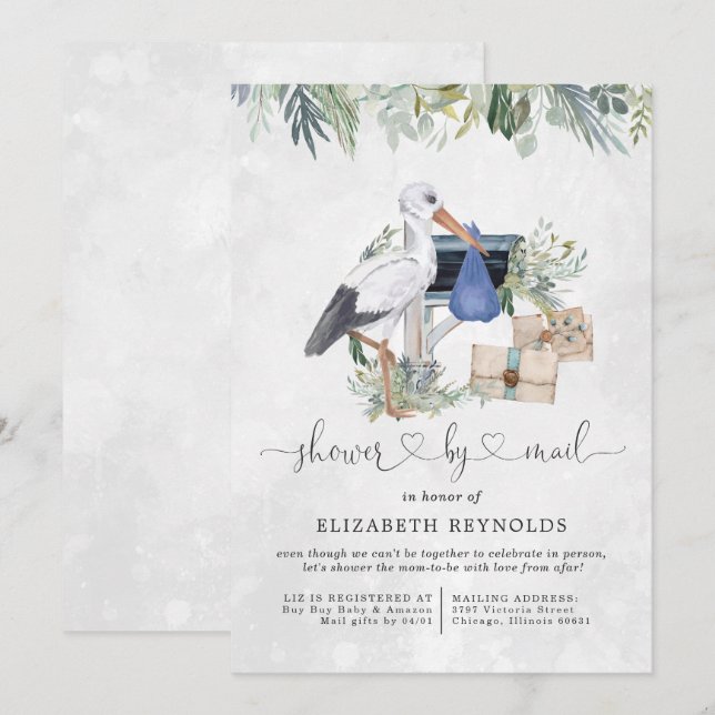 Invitation Livraison de stockage | Baby shower virtuel par co (Devant / Derrière)