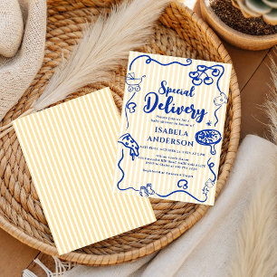 Invitation Livraison spéciale Pizza doodle Baby Shower 