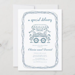 Invitation Livraison spéciale Pizza doodle baby shower fille 