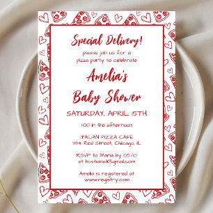 Invitation Livraison spéciale Pizza Party Baby shower italien