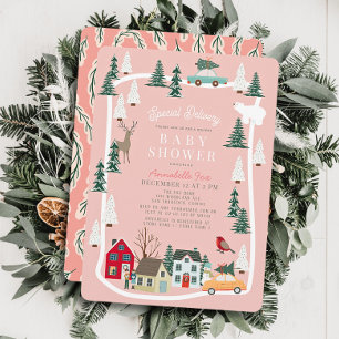 Invitation Livraison spéciale Vacances Ville Baby shower rose