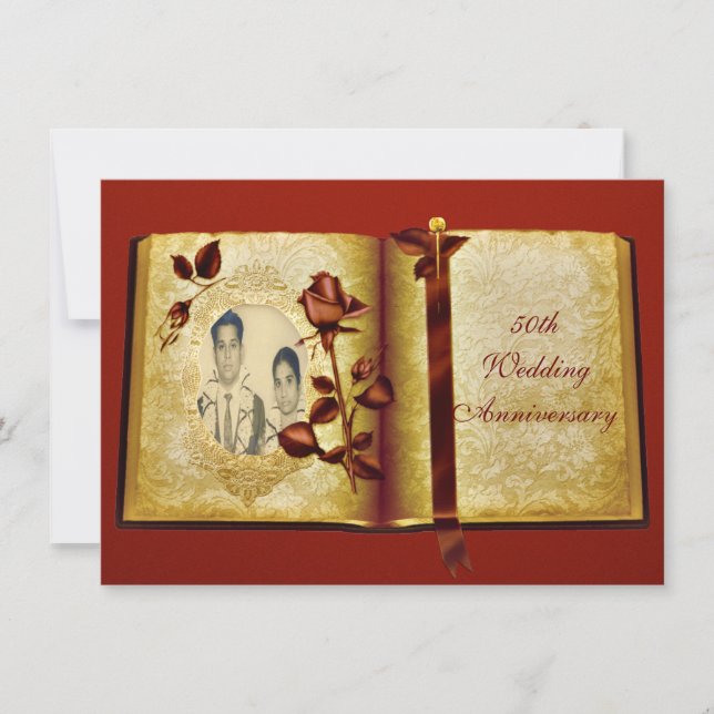Invitation Livre d'amour Photo de 50e anniversaire de mariage (Devant)