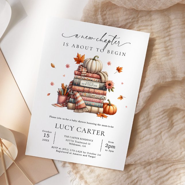 Invitation Livre d'automne Nouveau Baby shower de chapitre (Créateur téléchargé)