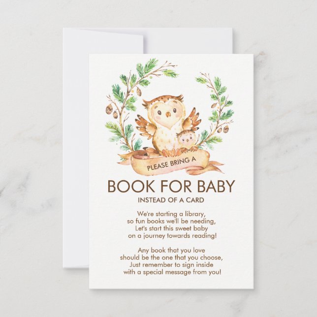 Invitation Livre de Baby shower de la Chouette des bois pour  (Devant)