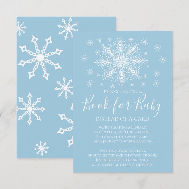 Invitation Livre de Baby shower des garçons de Snowflake pour (Devant / Derrière)