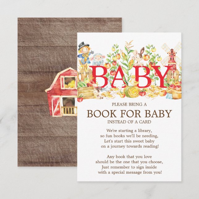 Invitation Livre de Baby shower du marché agricole pour bébé (Devant / Derrière)