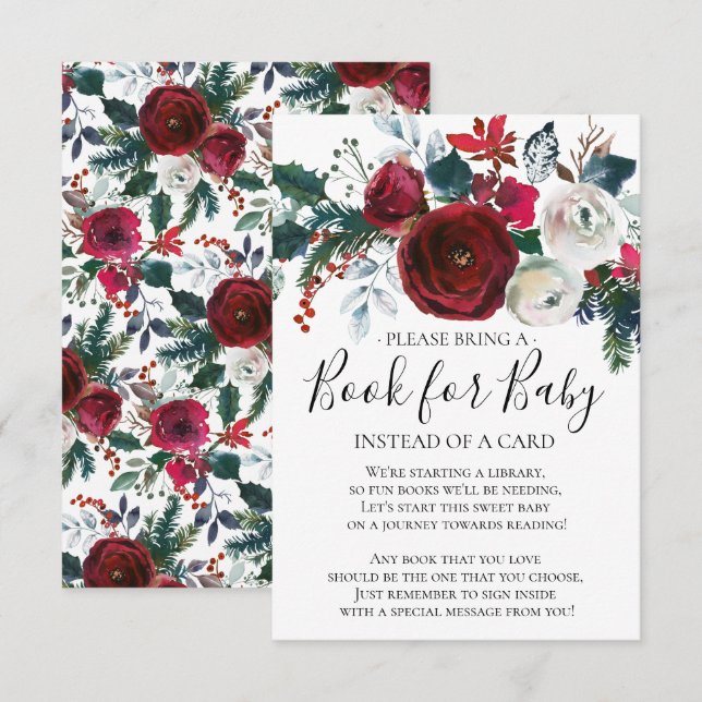 Invitation Livre de Baby shower Floral de fleurs d'hiver pour (Devant / Derrière)