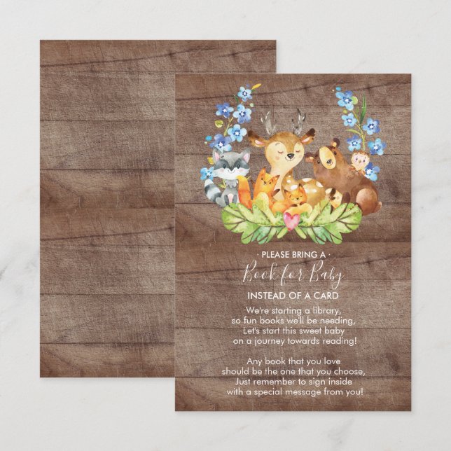 Invitation Livre de Baby shower pour animaux de bois pour la  (Devant / Derrière)