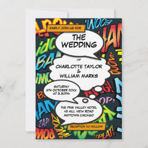 Invitation Livre de bande dessinée comique de mariage tout-en