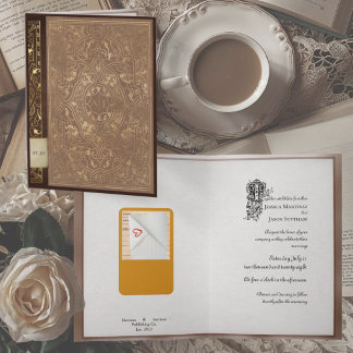 Invitation Livre de bibliothèque avec des notes pliées Mariag