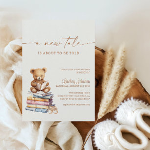 Invitation Livre de contes Une nouvelle histoire Fête prénata