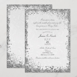 Invitation Livre de princesse blanc damassé élégant mariage
