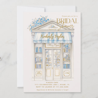 Invitation Livre d'histoire Bleu Librairie Fête des mariées d