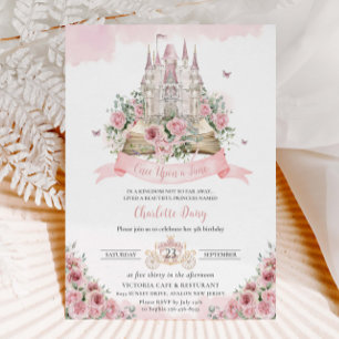 Invitation Livre d'histoire du château princier rose pâle