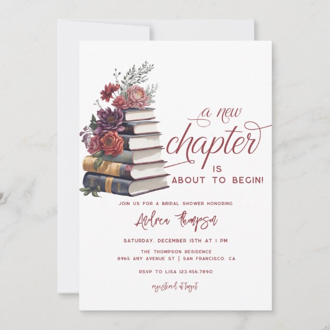 Invitation Livre d'histoire | Fête des mariées de script Flor (Devant)