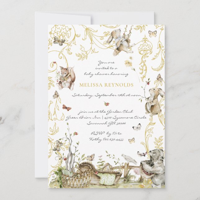 Invitation Livre d'histoires | Baby shower forestier (Devant)