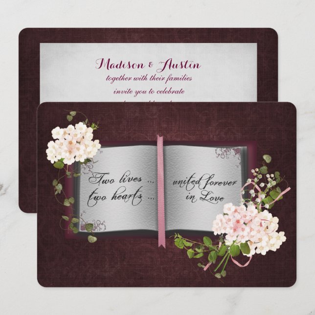 Invitation Livre d'histoires mariage (Devant / Derrière)