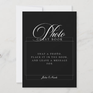 Invitation Livre d'or de mariage classique en ivoire noir ave