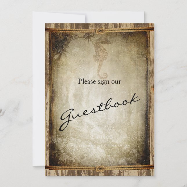 Invitation Livre d'or pancarte de mariage - Bois Marin (Devant)
