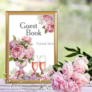 Invitation Livre d'or Pétals & Prosecco Panneau pour enterrem