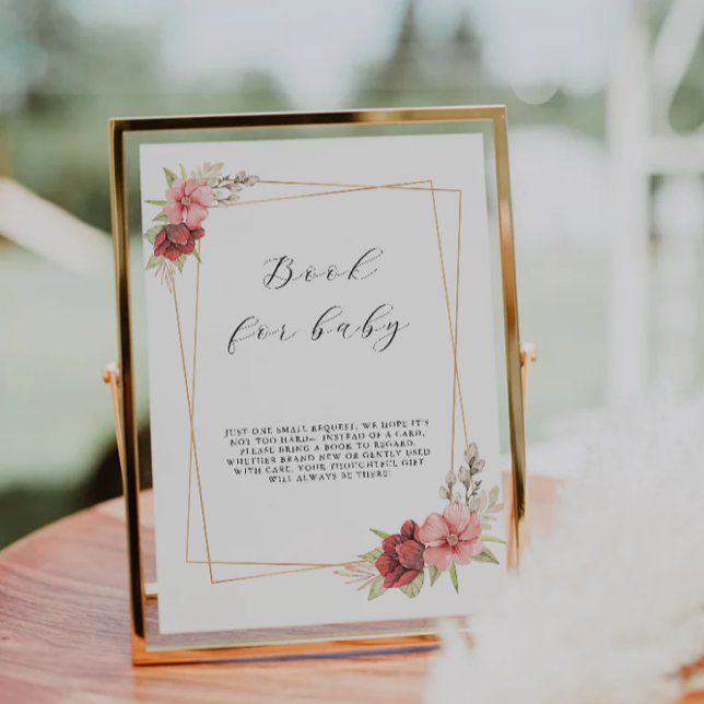 Invitation Livre rose pour bébé signe, Baby shower (Rose Book for Baby Sign, Baby Shower Invitation)
