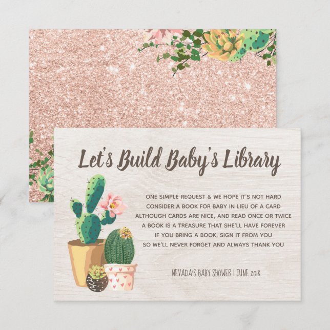 Invitation Livre rustique de cactus de fleur de désert pour (Devant / Derrière)