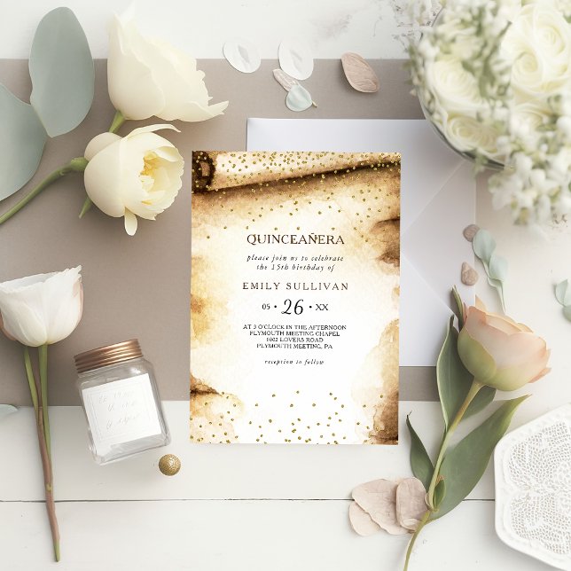 Invitation Livre Scroll Rustic Quinceañera fête d'anniversair (Créateur téléchargé)