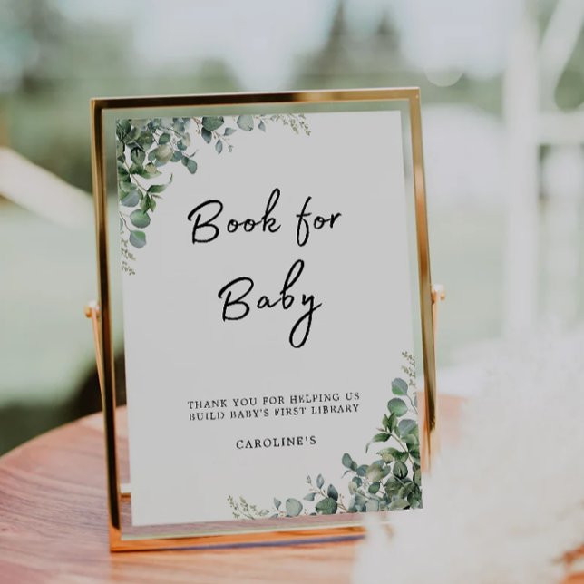 Invitation Livre vert pour bébé signe, Baby shower (Greenery Book for Baby Sign, Baby Shower Invitation)