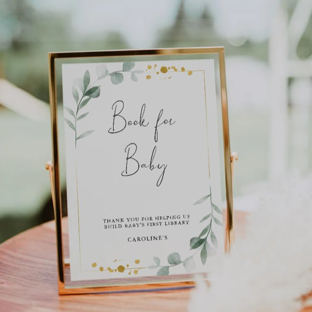 Invitation Livre vert pour bébé signe, Baby shower (Greenery Book for Baby Sign, Baby Shower Invitation)