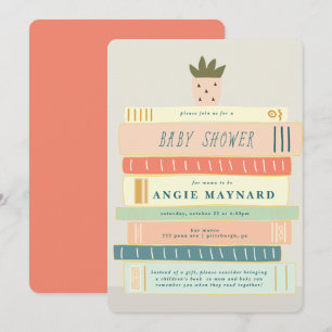Invitation Livres à la menthe et rose pour Baby shower bébé