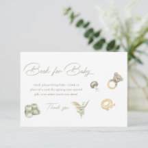 Livres Baby shower Garçon Vert Pour Baby Card