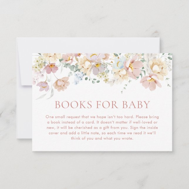 Invitation Livres Boho pour Baby Card, Baby shower Fleur sauv (Devant)