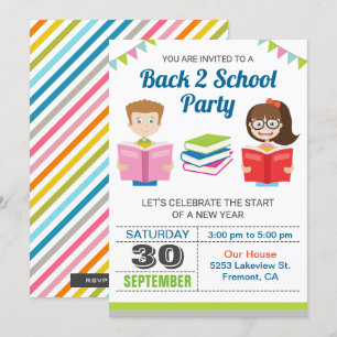 Invitation Livres Colorés   Carton d'invitation pour la rentr