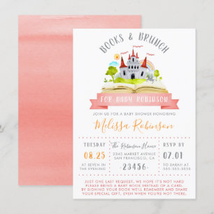 Invitation Livres d'aquarelle et baby shower unisexe rouge du
